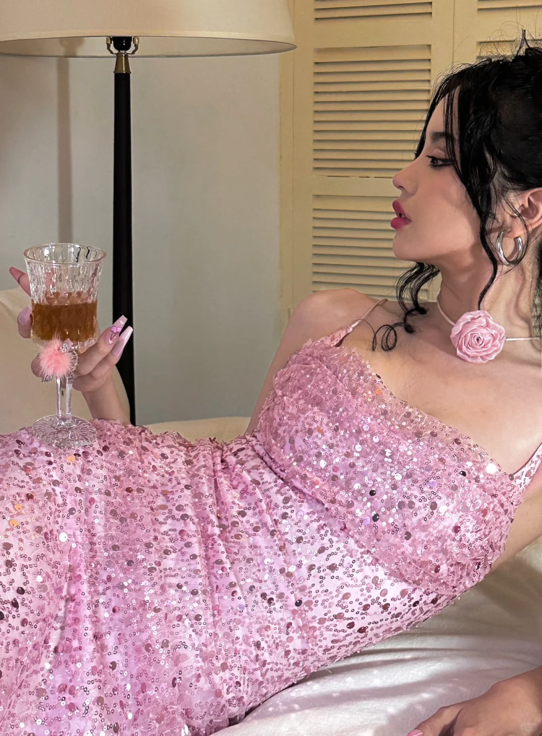 Cute Pink Sheath Spaghetti Strap Sequin Short Prom Dress Homecoming Dress HZ1023