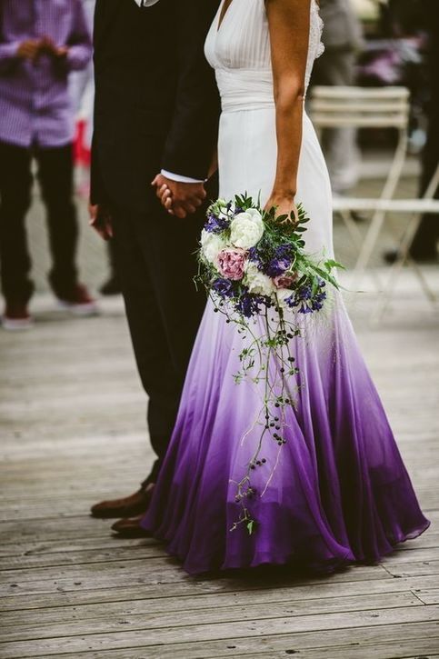 V neck Ombre Formal Prom Dress, A Line Wedding Party Gown HZ1023