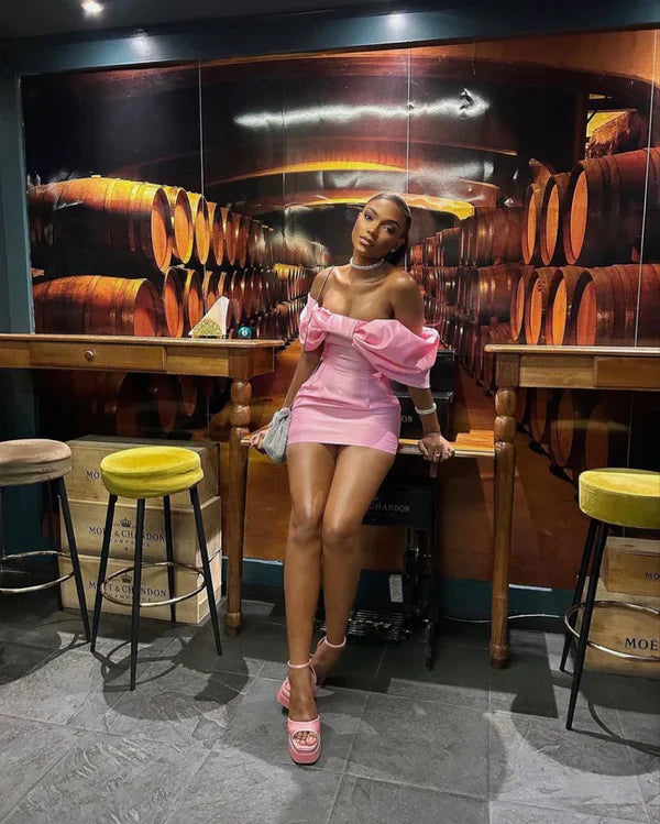 Trendy Pink Off The Shoulder Short Prom Dress,Homecoming Dress HZ1023