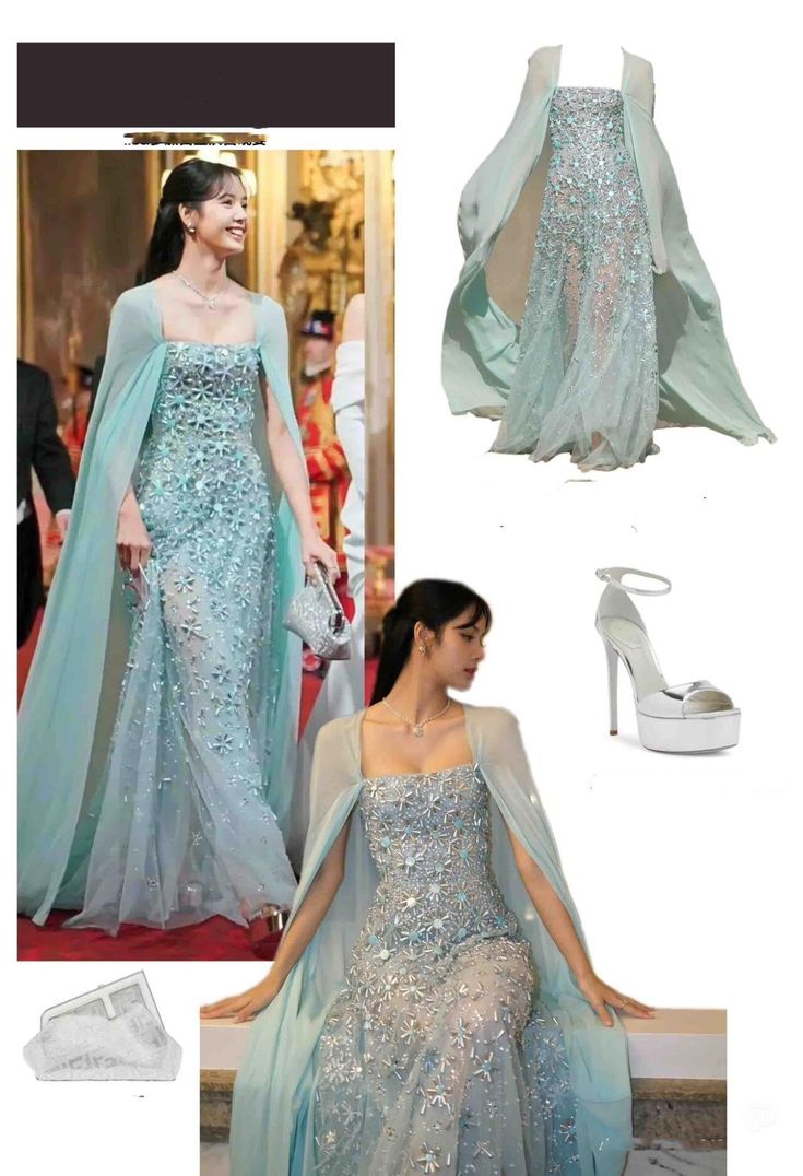 Romantic A Line Beaded Blue Chiffon Prom Dress Party Dress HZ1023