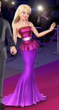 Barbie Pink Mermaid Strapless Satin Long Prom Dress Evening Dress HZ1023