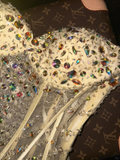 Shiny Mermaid Sweetheart Neck Corset Beaded Sequin Tulle Long Prom Dress Party Dress HZ1023