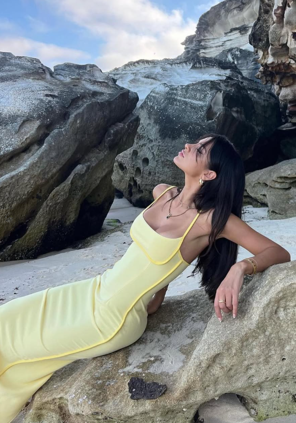 Yellow Sheath Spaghetti Strap Satin Long Prom Dress Evening Dress HZ1023