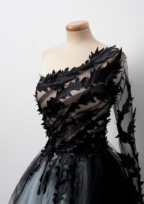 Black One Shoulder Tulle Long Prom Dress Evening Dress HZ1023