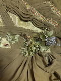 Vintage Dreamy Green A Line Strap Beaded Floral Chiffon Prom Dress Evening Dress Formal Dress HZ1023