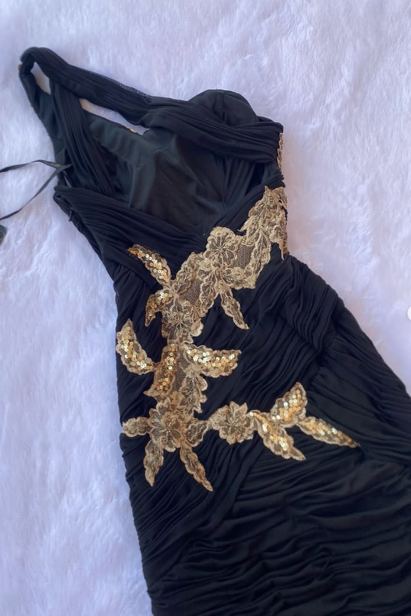 Sheath One Shoulder Appliques Sequins Black Chiffon Short Homecoming Dress HZ1023