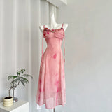 Elegant A Line 3D Flower Print Floral Chiffon Long Evening Dress Outfits HZ1023