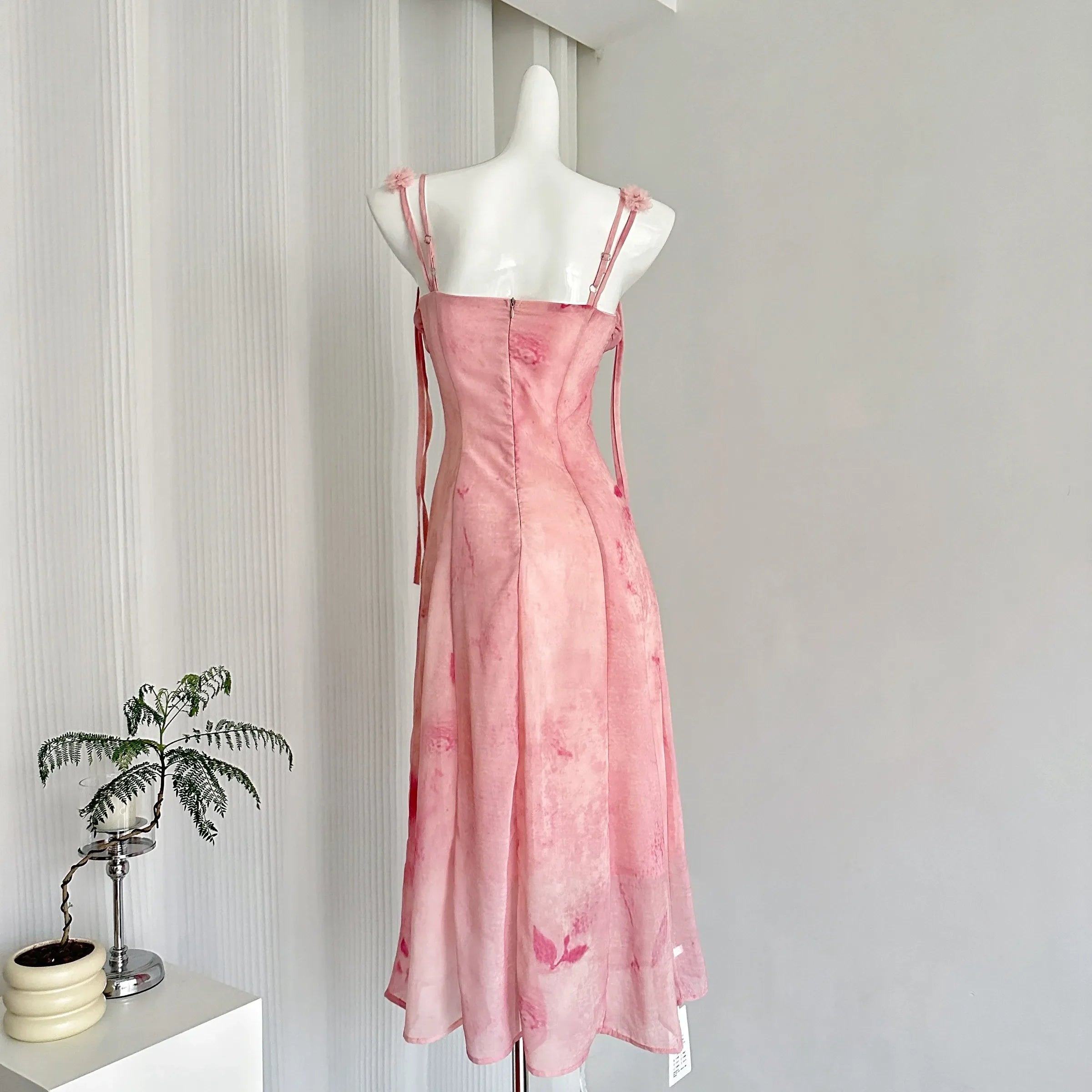 Elegant A Line 3D Flower Print Floral Chiffon Long Evening Dress Outfits HZ1023