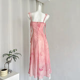 Elegant A Line 3D Flower Print Floral Chiffon Long Evening Dress Outfits HZ1023