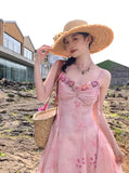 Elegant A Line 3D Flower Print Floral Chiffon Long Evening Dress Outfits HZ1023