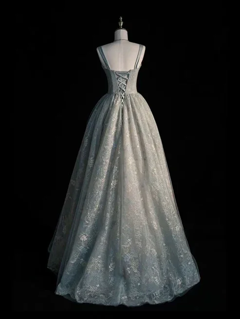 Beautiful Sage Green Long Tulle Prom Dress Evening Dress HZ1023