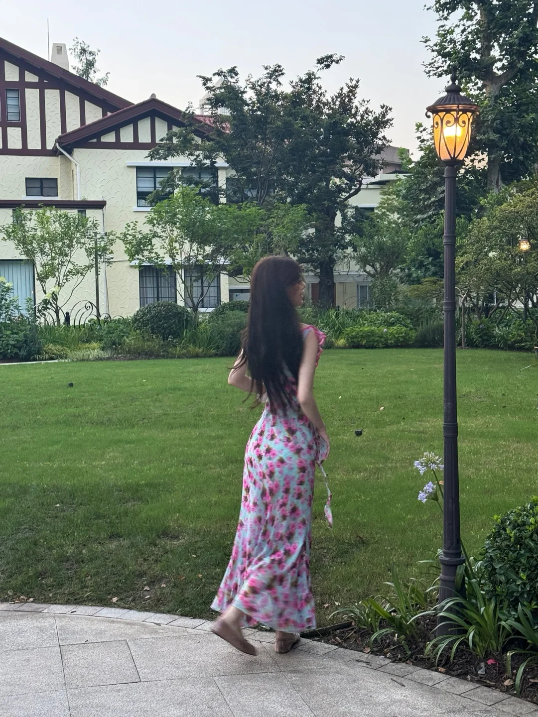 Romantic A Line Spaghetti Strap Print Floral Chiffon Prom Dress Outfits HZ1023