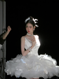 Cute A Line Strapless White Satin Tulle Short Party Dress Birthday Dress HZ1023