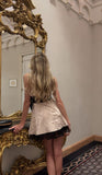 Vintage Light Champagne Strapless Short Homecoming Dress Mini Party Dress HZ1023