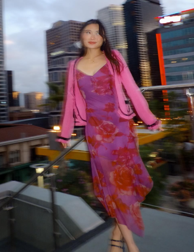 Pretty Purple A Line Straps Print Floral Chiffon Party Dress Date Dress Outfits HZ1023