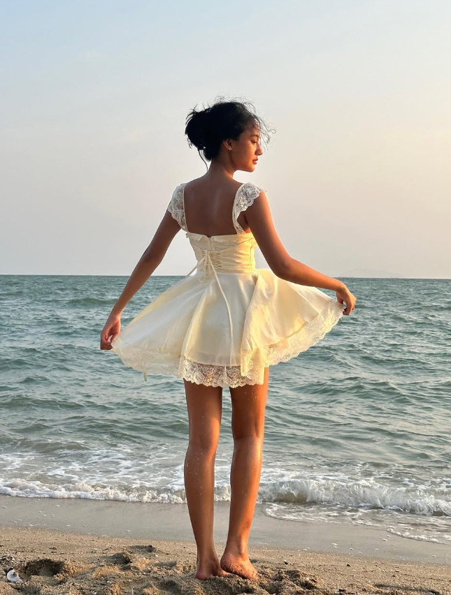 Cute A Line Straps Lace Satin Short Homecoming Dress Birthday Dress HZ1023