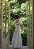 Princess A Line Puff White Lace Prom Dress Party Dress HZ1023