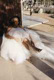 2025 New Simple A Line Strapless Tulle Long Wedding Dress HZ1023