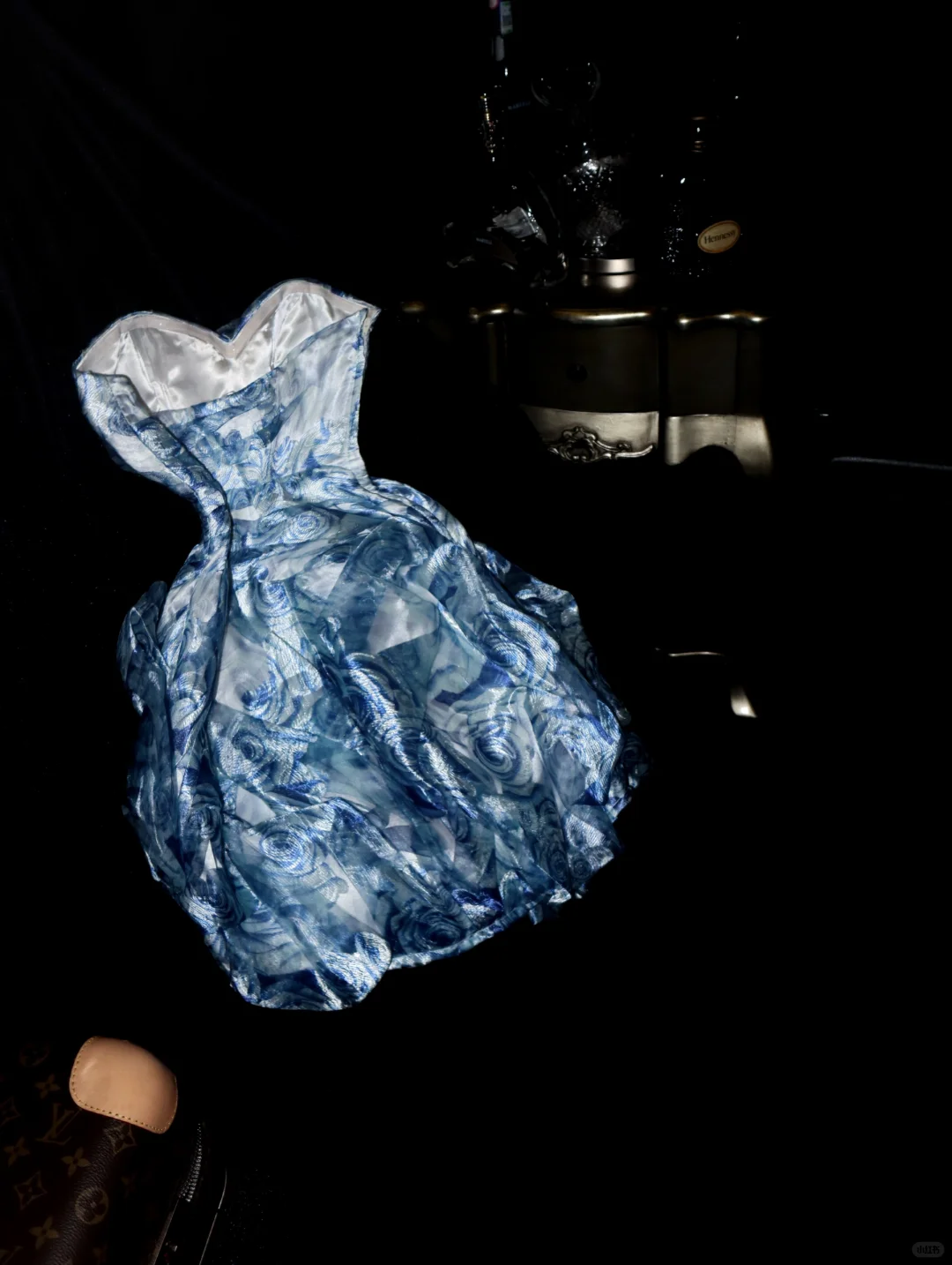 Cute A Line Straps Blue Print Flower Tulle Short Homecoming Dress Cocktail Dress HZ1023