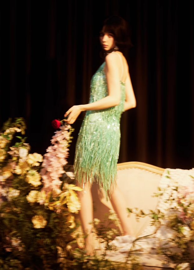 Shiny Bright Green Sequin A Line Spaghetti Strap Short Homecoming Dress Cocktail Dress HZ1023