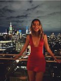 Sexy Red Deep V Bodycon Short Prom Dress Homecoming Dress HZ1023
