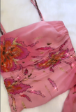 Vintage A Line Spaghetti Straps Two Piece Pink Chiffon Short Party Dress Homecoming Dress HZ1023
