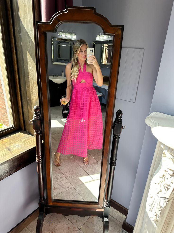 Pink Halter Tulle A Line Prom Dress Party Dress HZ1023