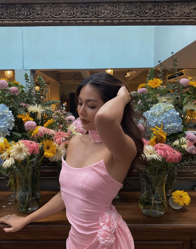 Elegant Sheath Strapless 3D Flower Pink Satin Chiffon Short Homecoming Dress HZ1023