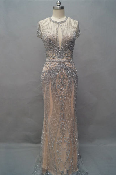 LUXURIOUS MERMAID HALTER RHINESTONES PARTY GOWNS WITH TASSEL EVENING GOWNS PROM DRESS HZ1023
