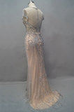 LUXURIOUS MERMAID HALTER RHINESTONES PARTY GOWNS WITH TASSEL EVENING GOWNS PROM DRESS HZ1023