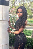 HOT BLACK TRUMPET LACE TULLE BACKLESS RUFFLES PROM PARTY GOWNS HZ1023