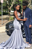 STRETCH SATIN V-NECK EVENING MAXI DRESS SLEEVELESS MERMAID PROM PARTY GOWNS HZ1023