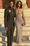 GLITTER CRYSTALS SLEEVELESS SLIM PROM FORMAL DRESS PROM DRESS HZ1023