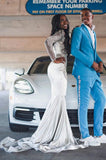 LONG SLEEVES EVENING GOWNS LACE APPLIQUES FLOOR LENGTH PROM DRESS HZ1023