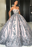 SPAGHETTI STRAPS LACE APPLIQUES EVENING DRESSES LUXURIOUS PRINCESS BALL GOWN PROM PARTY GOWN HZ1023
