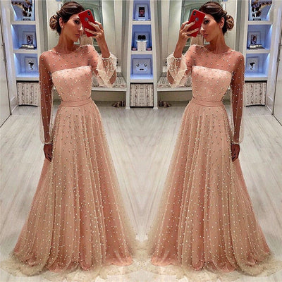 SEE THROUGH TULLE BUBBLE SLEEVES PARTY GOWNS ROM DRESS HZ1023