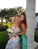 Classic Blue Floral Prom Dresses Long Evening Gown HZ1023
