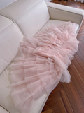 Elegant A Line Spaghetti Strap Layered Light Pink Tulle Short Homecoming Dress Cocktail Dress HZ1023