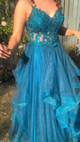 Beautiful Applique Tulle Prom Dress Elegant Evening Dress HZ1023