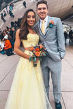 Yellow two pieces lace long prom dress, sweet 16 dress HZ1023