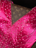 Barbie Pink Cute A Line Halter Beaded Layered Satin Short Homecoming Dress Party Dress HZ1023
