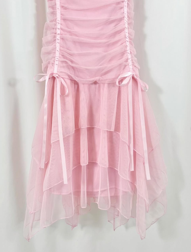 Pink Layered Tulle Pleated Short Homecoming Dress Birthday Dress Outfits HZ1023