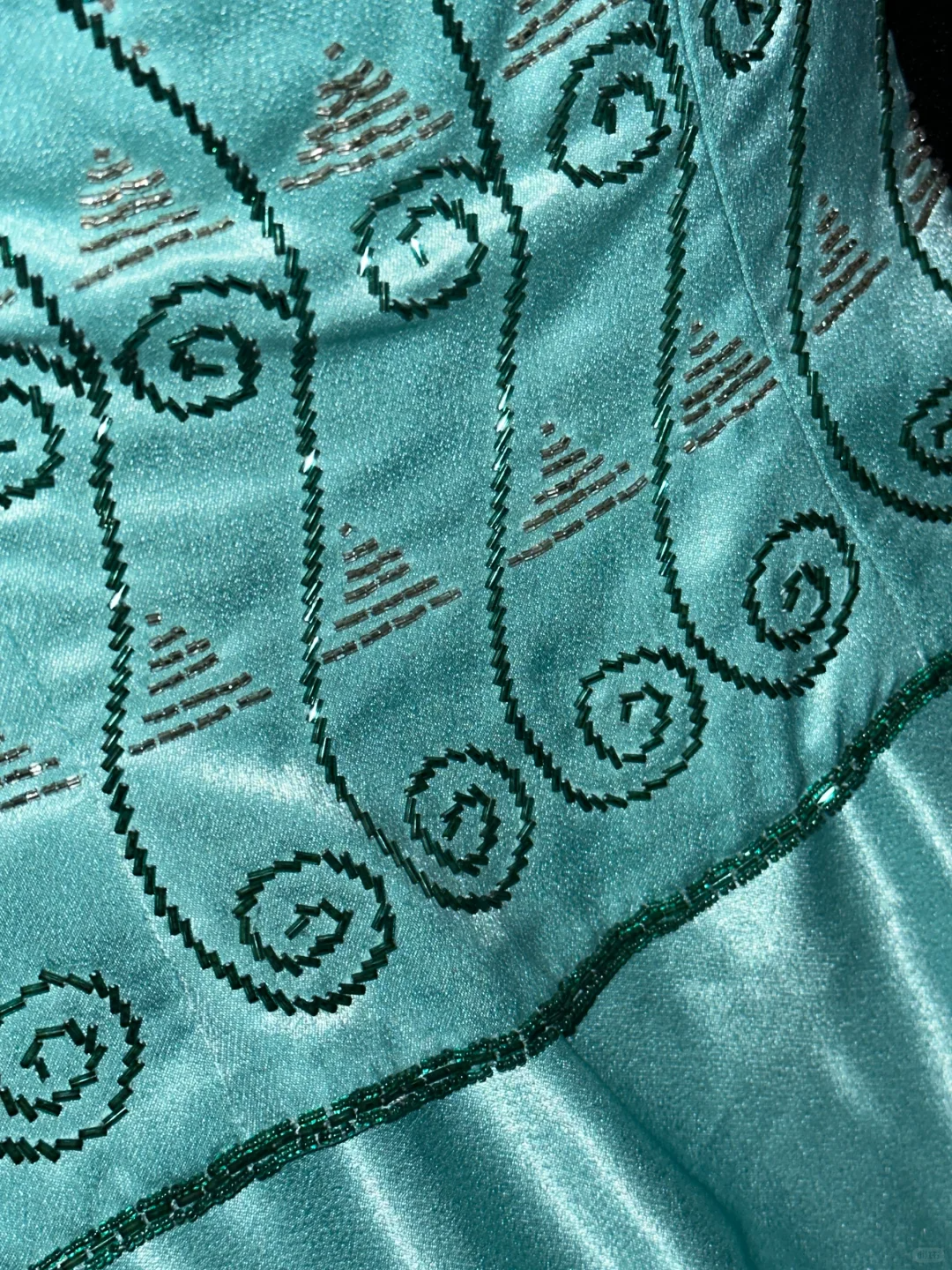 Stunning A Line Spaghetti Strap Beaded Blue Satin Long Prom Dress Party Dress HZ1023