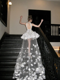 Gorgeous A Line V Neck Silver Beaded Flower Tulle Short Homecoming Dress Cocktail Dress HZ1023