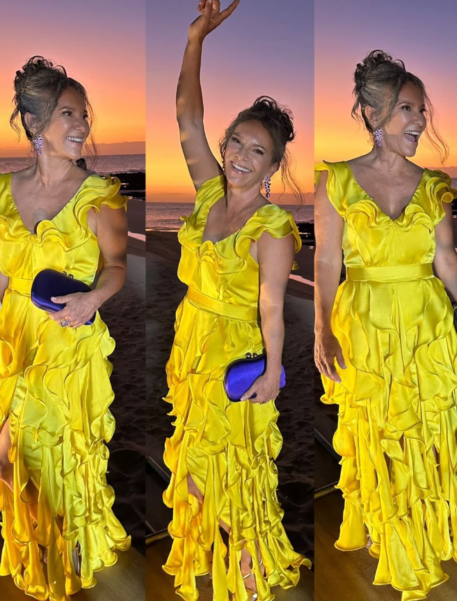 Yellow Sheath Strap Ruffle Satin Long Prom Dress Evening Dress HZ1023
