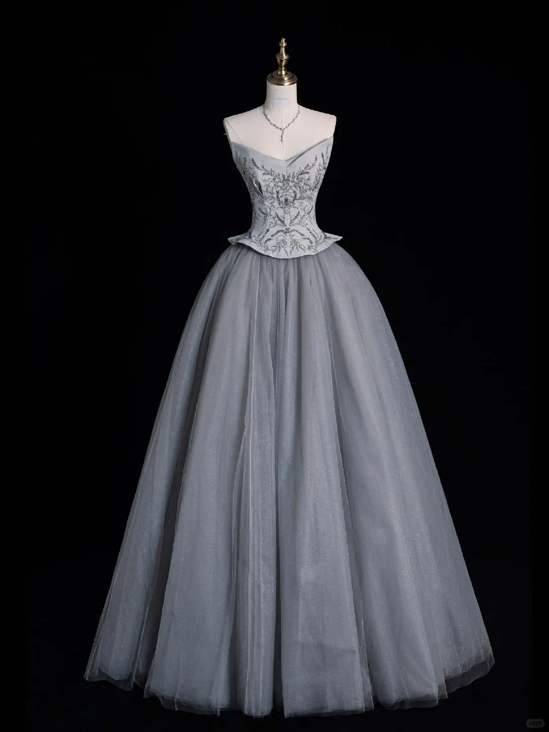 New Grey A Line Sweetheart Neck Beaded Satin Tulle Evening Dresses Party Dresses HZ1023