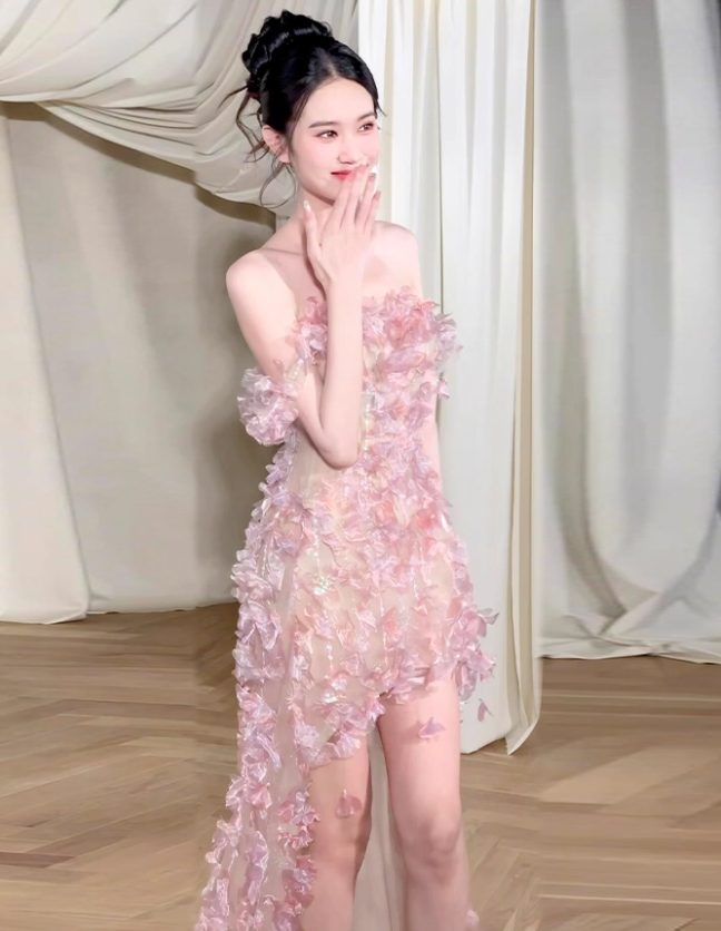 Romantic A Line Off the Shoulder Floral Tulle Prom Dress 16th Birthday Dress HZ1023
