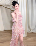 Romantic A Line Off the Shoulder Floral Tulle Prom Dress 16th Birthday Dress HZ1023
