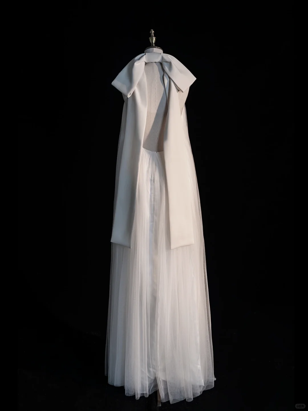 Simple A Line Halter White Tulle Long Open Back Party Dress Evening Dress HZ1023