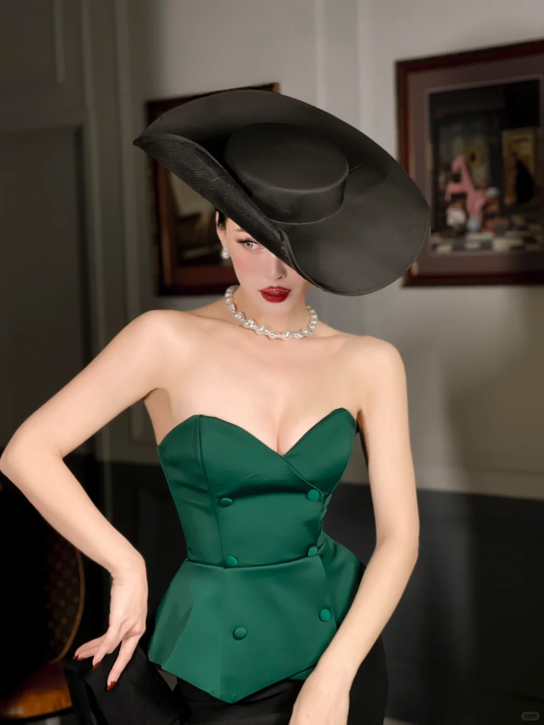 Vintage Mermaid Sweetheart Neck Green Black Satin Prom Dress Evening Dress HZ1023